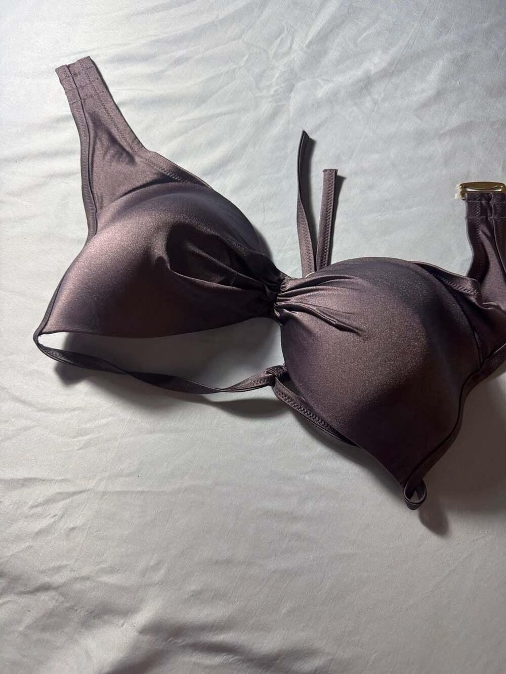 Shade & Shore Purple Plunge Bikini Top, Size 36DD